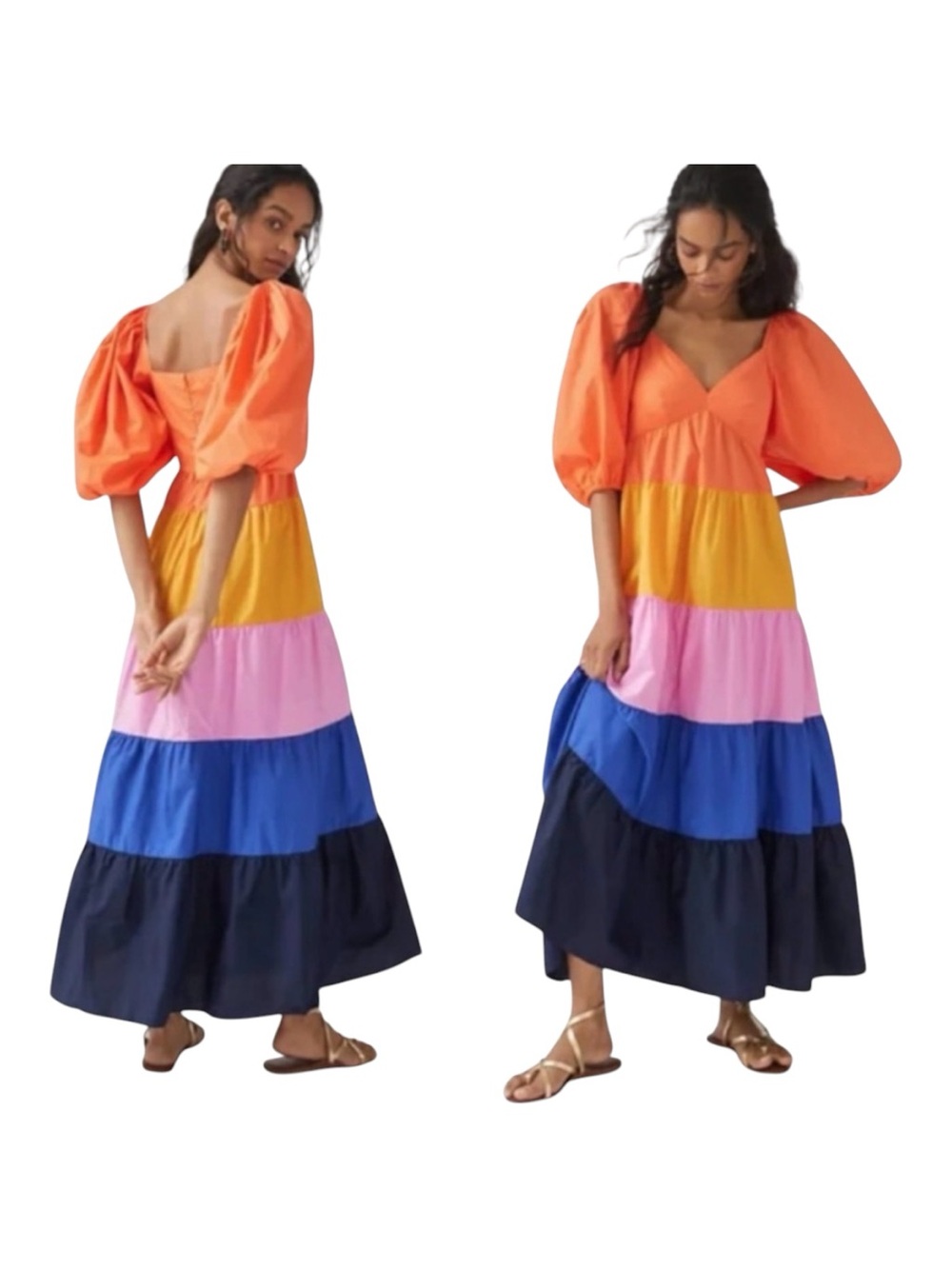 Anthropologie Farm Rio Color blocked Maxi Dress